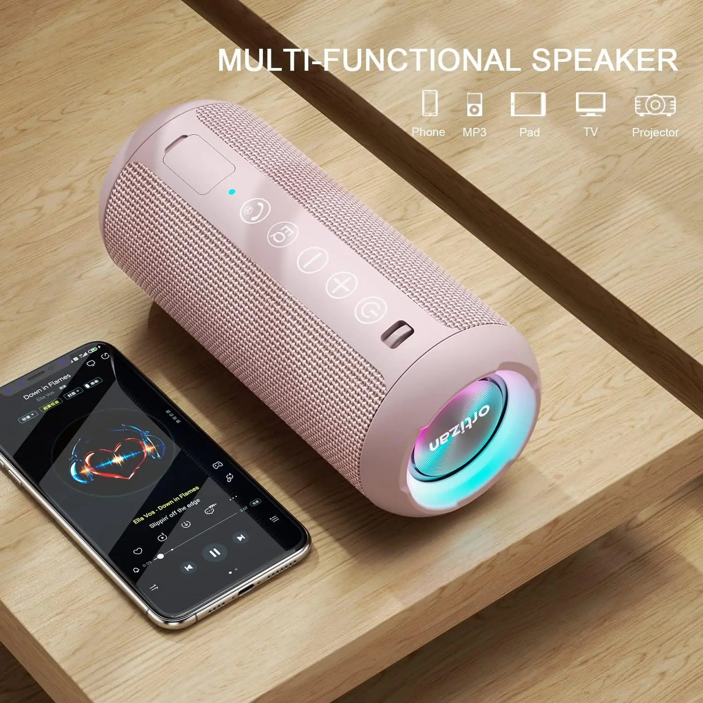 Ortizan X10 Bluetooth Speaker - 360° Sound, 24W, IPX7, 30H Playtime