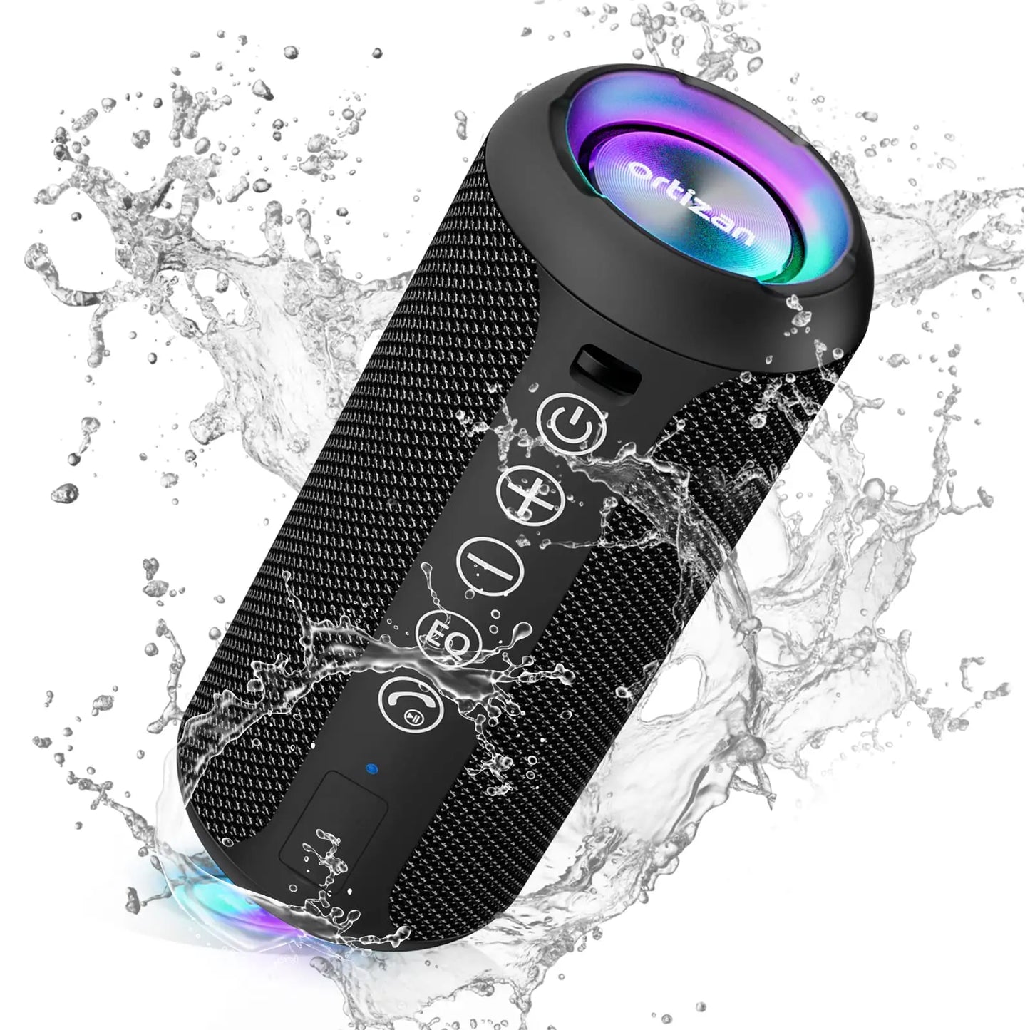 Ortizan Bluetooth Speaker - Bass Boost, IPX7, RGB Lights, 30H Playtime