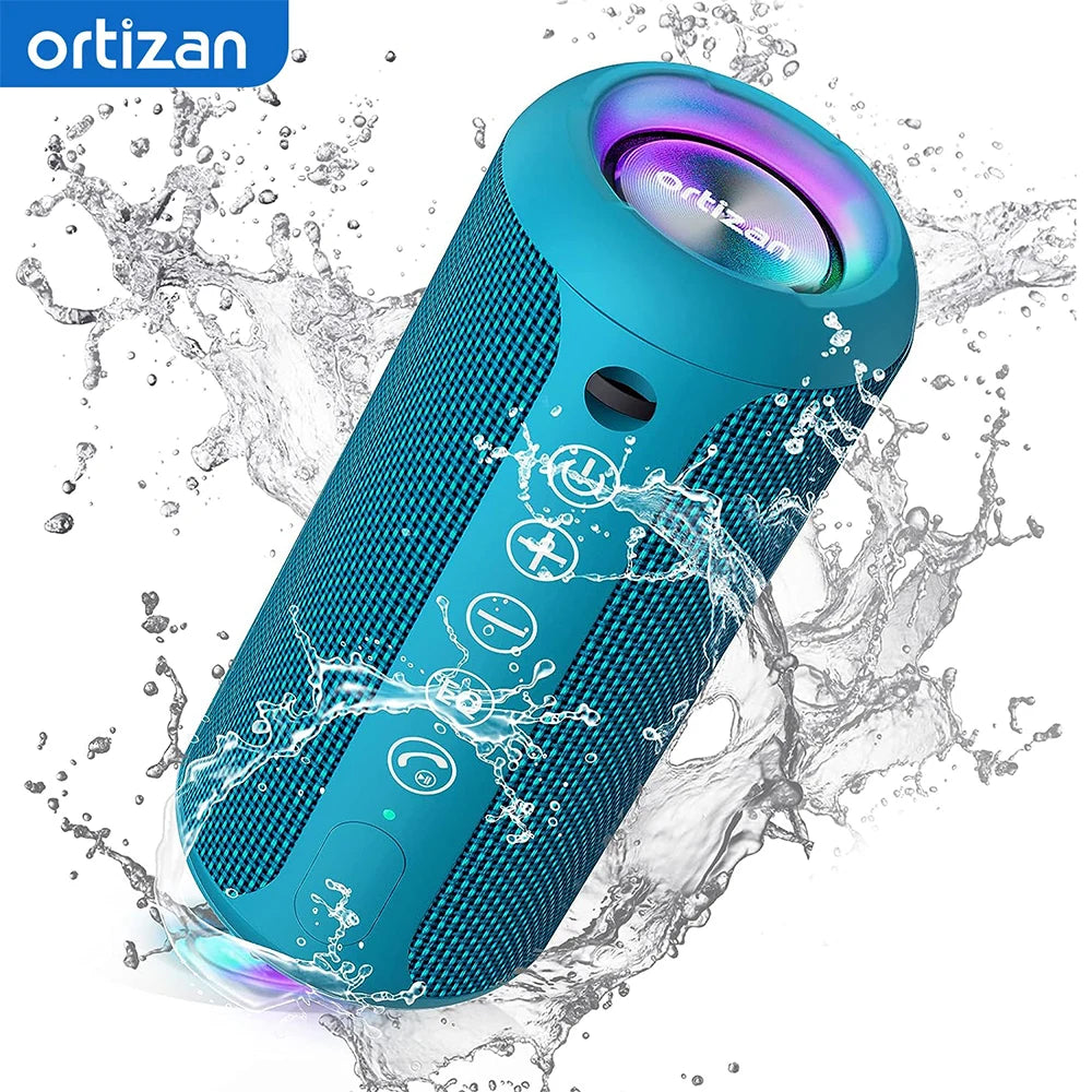 Ortizan Bluetooth Speaker - Bass Boost, IPX7, RGB Lights, 30H Playtime