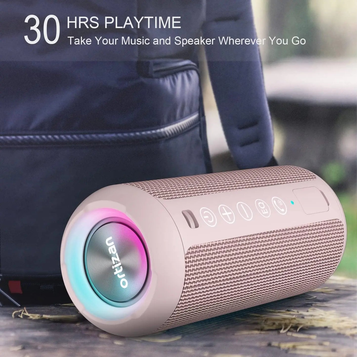 Ortizan X10 Bluetooth Speaker - 360° Sound, 24W, IPX7, 30H Playtime