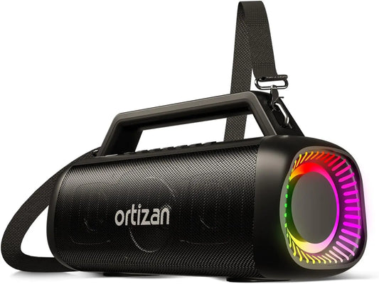 Ortizan 60W Portable Bluetooth Speaker - Waterproof, RGB Lights, TWS, Subwoofer