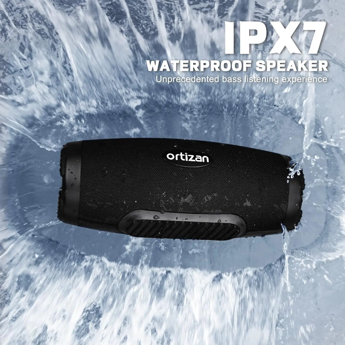 Ortizan Portable Bluetooth Speaker - 100W Peak, IPX7, Subwoofer for Party